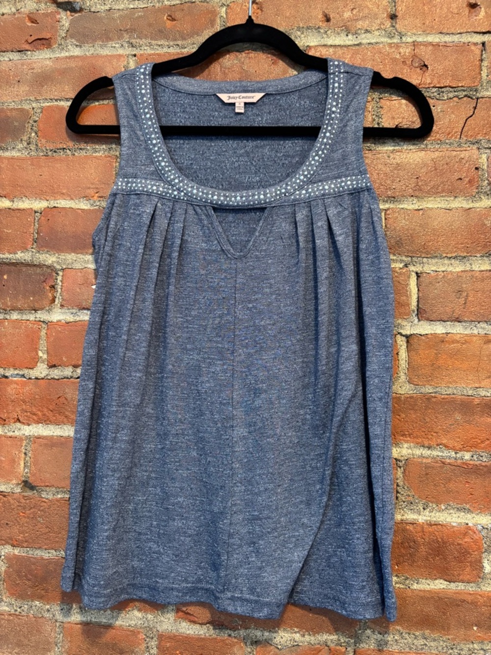 Juicy Couture Gray/Blue Sleeveless Embellished Top